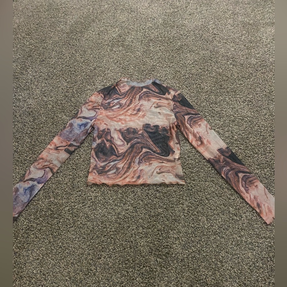 Marble Sheer Top from SHEIN